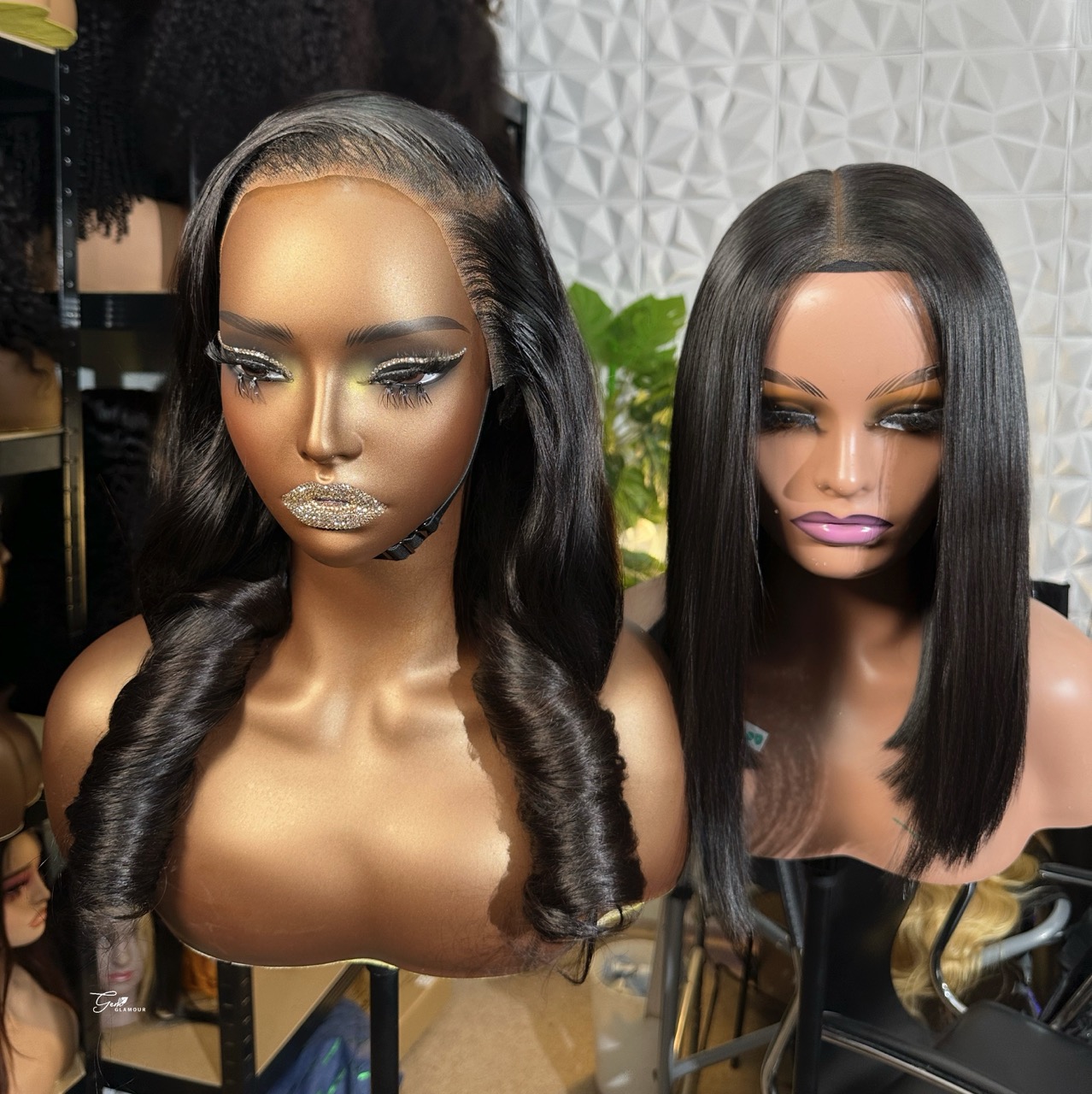 shop both hair for less : 22" bouncy wig  | 12" natural bone straight